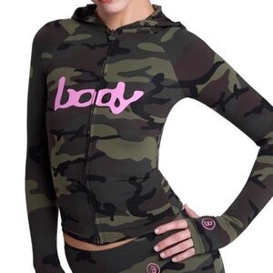 Camo Active Zip-Up Top & Leggings with Pink Logo